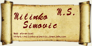 Milinko Simović vizit kartica